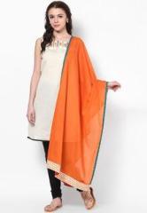 W Orange Solid Dupatta women