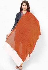 W Orange Solid Viscose Dupatta women