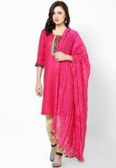 W Viscose Blend Pink Solid Dupatta women