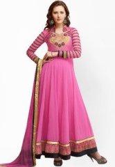 We-desi Embroidered Pink Dress Material women