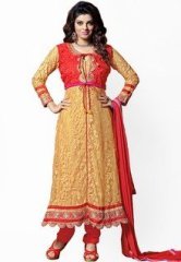 We-desi Golden Embroidered Dress Material women