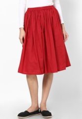 Westhreads Red Solid Skirt women