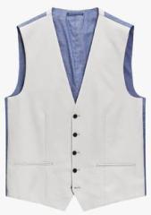 Next Off White Cotton Suit: Waistcoat men