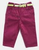 612 League Burgundy Regular Fit Solid Trousers Girls