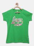 612 League Green Printed Round Neck T Shirt Girls