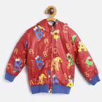 612 League Red Printed Reversible Bomber Jacket Boys