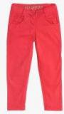 612 League Red Solid Regular Fit Regular Trouser Girls