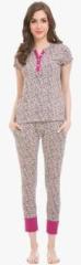 Clovia Dark Grey Printed Pyjama Set women