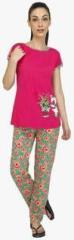 Red Ring Pink Printed Pyjama Set women