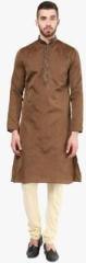 Angrakha Solid Brown Kurta men