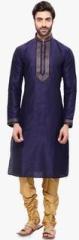 Rg Designers Navy Blue Solid Kurta Pyjama men