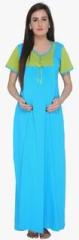 Valentine Aqua Blue Solid Gown women