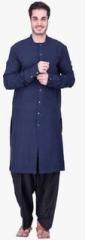 Fahd Khatri Navy Blue Solid Kurta men