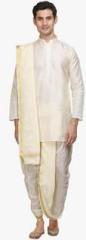 Tattva From Mark Anderson Cream Solid Kurta Dhoti Set men