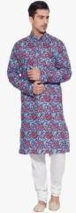 Very Me Aqua Blue Printed Kurta men