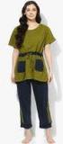 9teenagain Olive Solid Nursing Nightsuit Women