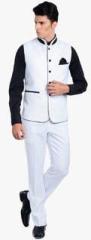 Luxurazi White Solid Waistcoat & Trouser men