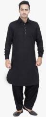 Drap Black Solid Pathani Suit men