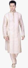 Fashion Curries Solid Cream Kurta Pyjama men