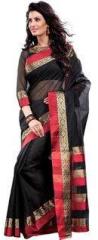 Ishin Solid Black Saree women