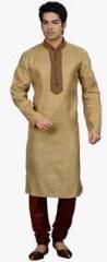 Manish Creations Solid Khaki Kurta Set With Churidar men