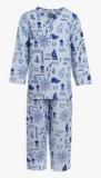 A Little Fable Blue Printed Night Suit girls