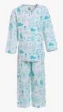 A Little Fable Light Blue Printed Night Suit girls