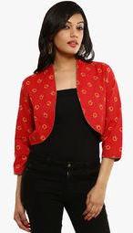 Aaboli Red Printed Summer Jacket Women