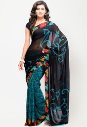 Aashima Printed Black Saree Women