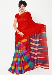 Aashima Printed Red Saree Women