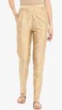 Abhishti Beige Solid Regular Fit Coloured Pant Women