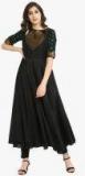 Abhishti Black Woven Design Anarkali Kurta women