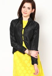 Abhishti Full Sleeve Black Solid Jacket Women