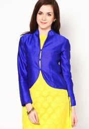 Abhishti Full Sleeve Blue Solid Jacket Women