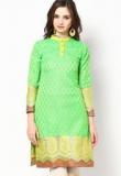 Abhishti Green Chanderi Kurti Women