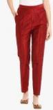 Abhishti Maroon Solid Regular Fit Coloured Pant Women