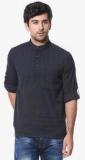 Abhiyuthan Black Striped Kurta Men