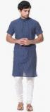 Abhiyuthan Blue Striped Kurta Men