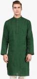 Abhiyuthan Green Solid Kurta Men