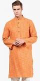 Abhiyuthan Orange Solid Kurta Men