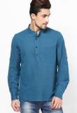 Abhiyuthan Solid Blue Regular Fit Kurta Men