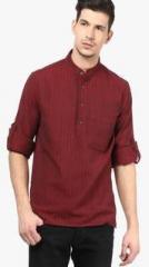 Abhiyuthan Striped Maroon Kurta men