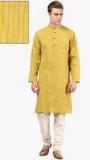 Abhiyuthan Yellow Striped Kurta men