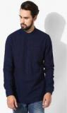 Adamo London Navy Blue Solid Slim Fit Kurta men