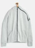 Adidas Boys Grey Melange YB ZNE 3.0 Hooded Track Jacket