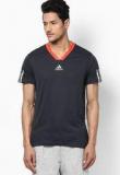 Adidas Dark Grey V Neck T Shirt Men