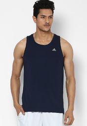 Adidas Navy Blue Round Neck Vest Men