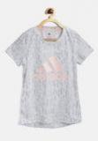 Adidas Off White Lg Pes Printed Round Neck T Shirt Girls