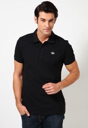 Adidas Originals Black Pique Polo T Shirts Men