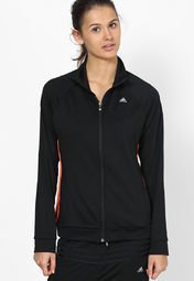 Adidas Polyester Spandex Black Slim Fit Jacket Women